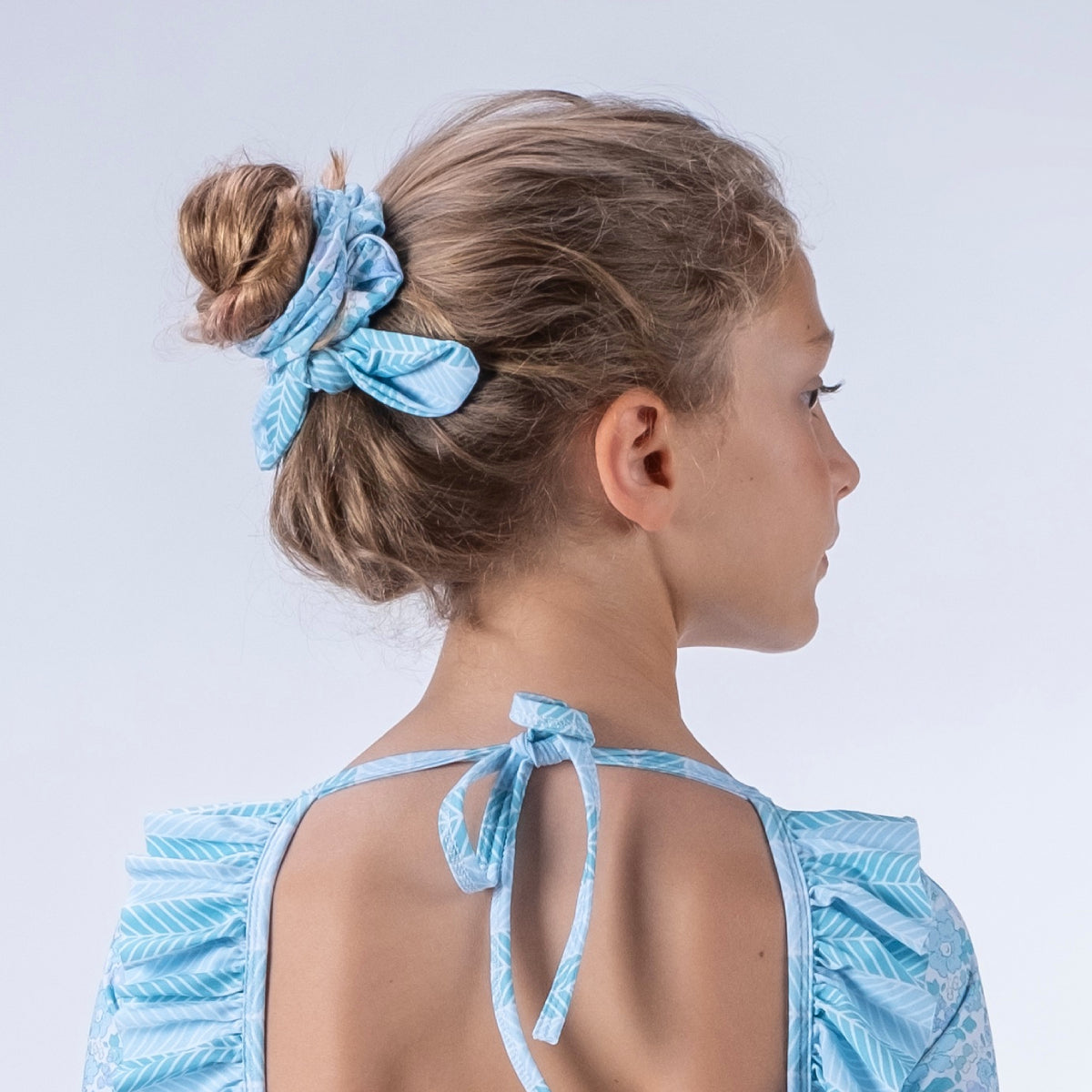Aqua Garden Girl Scrunchie