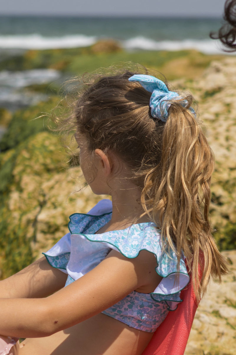 Aqua Garden Girl Scrunchie