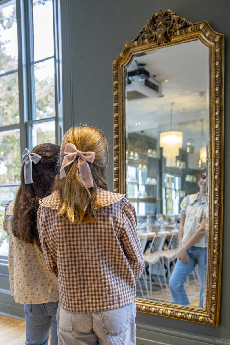 Big Velvet Bow Clip - Dusty Blue
