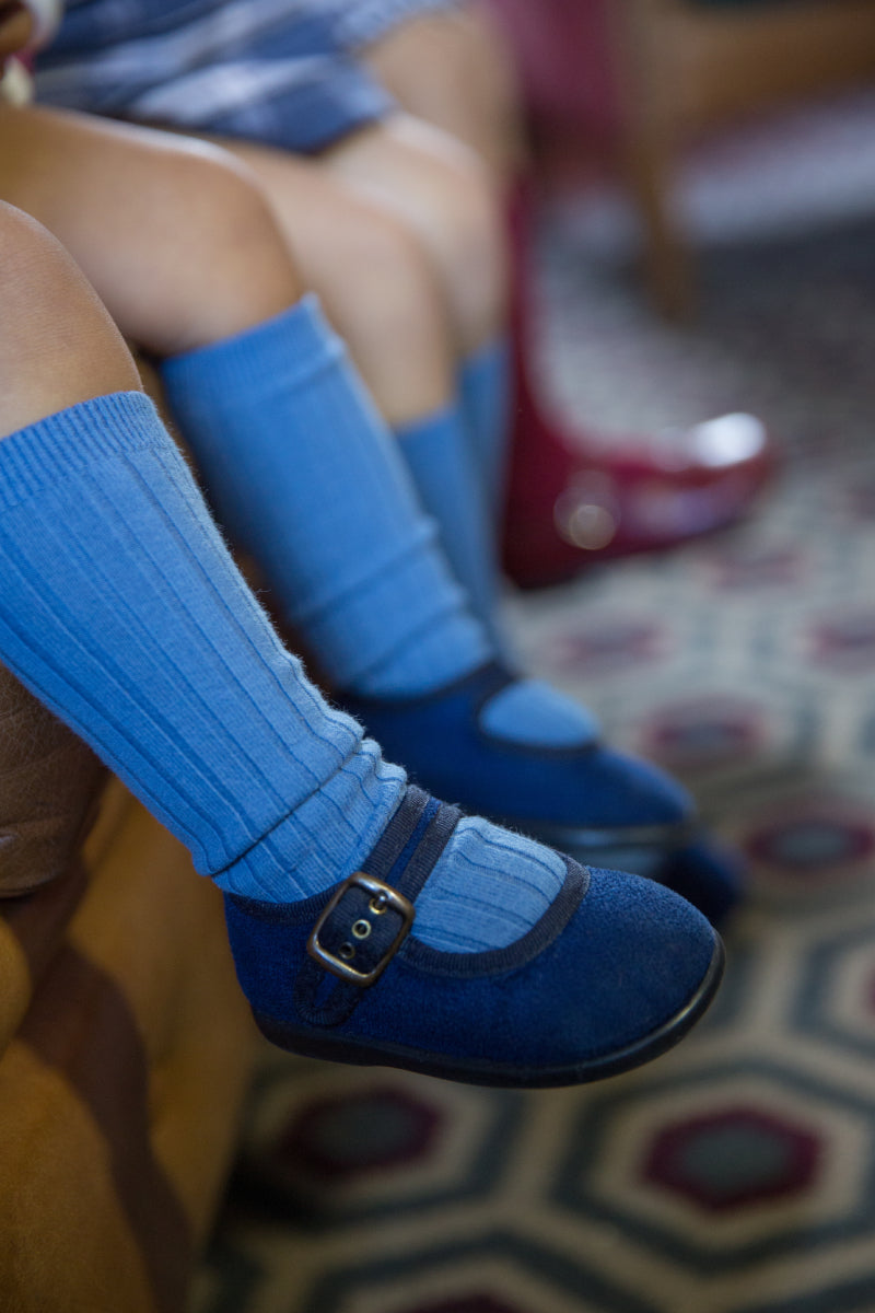 Ribbed Knee High Socks French Blue