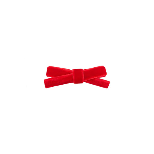 Small Velvet Bow Clip - Red