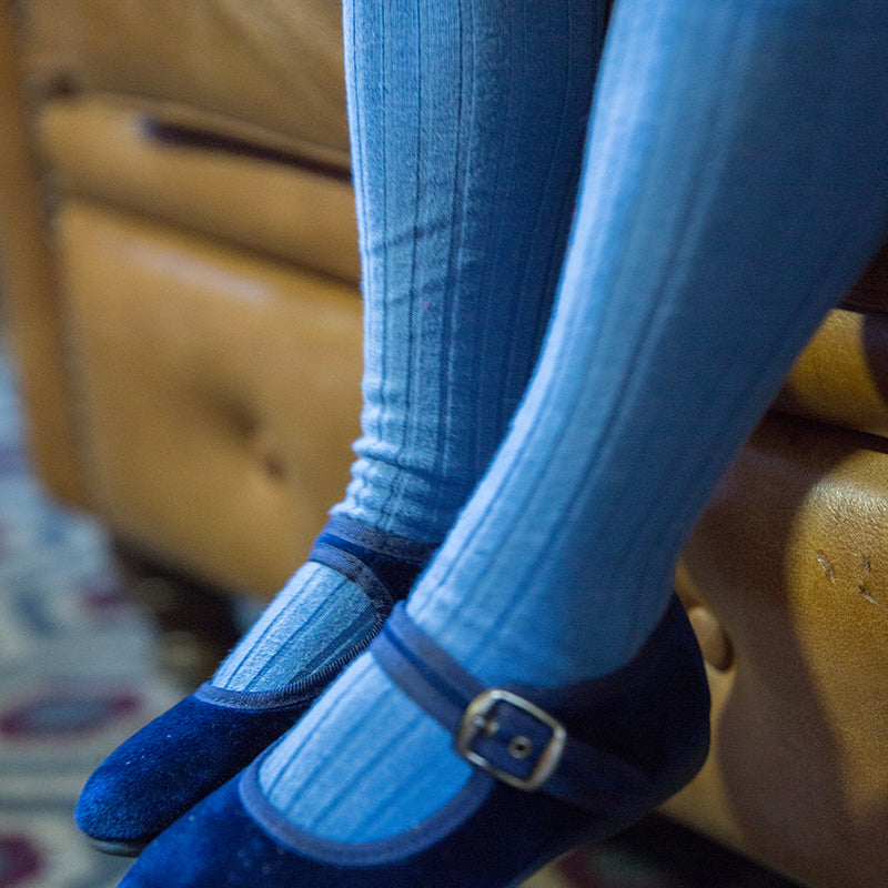 Ribbed Tights - French Blue
