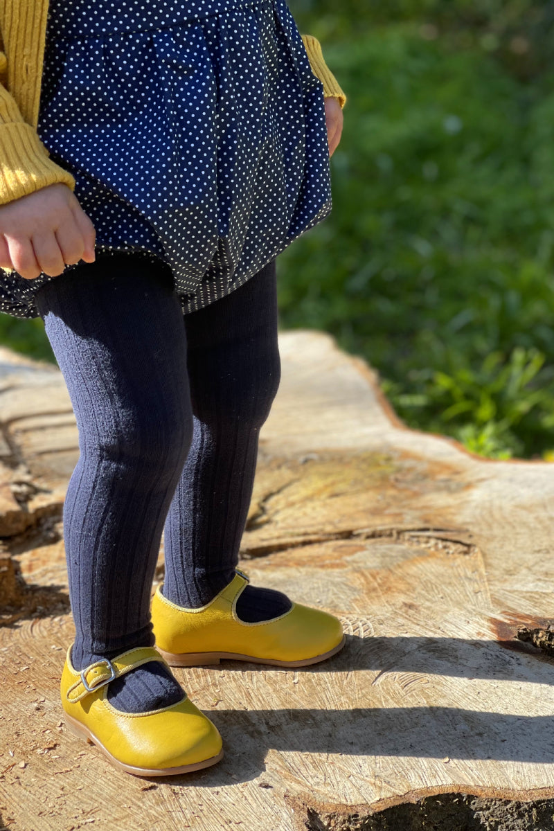 Ribbed Tights - Navy Blue