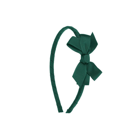 Small Bow Hairband - Bottle Green