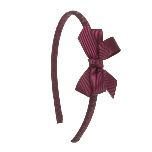 Small Bow Hairband - Burgundy