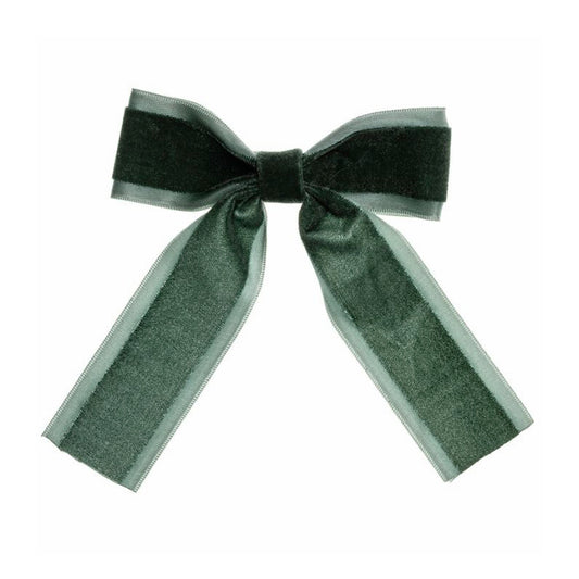 Big Velvet Bow Clip - Bottle Green