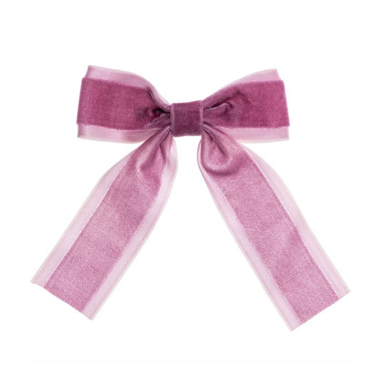 Big Velvet Bow Clip - Dusty Pink