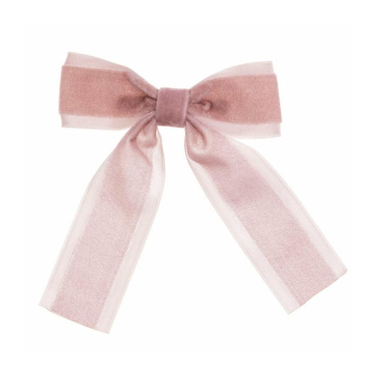 Big Velvet Bow Clip - Baby Pink