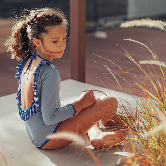 Blue Girl Long Sleeve Swimsuit