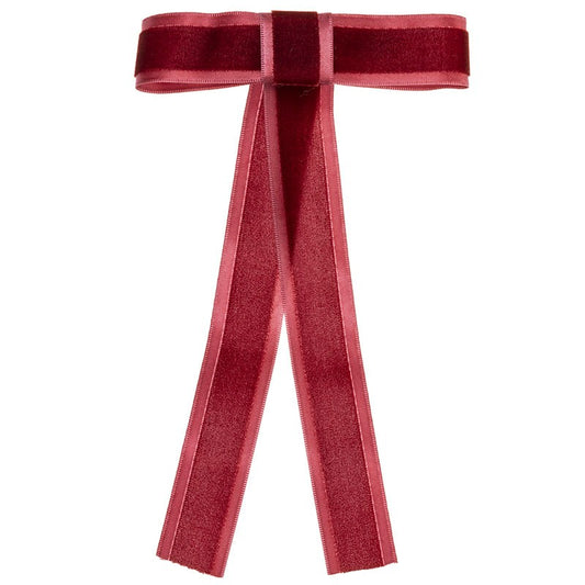 Long Tail Velvet Bow Clip Red