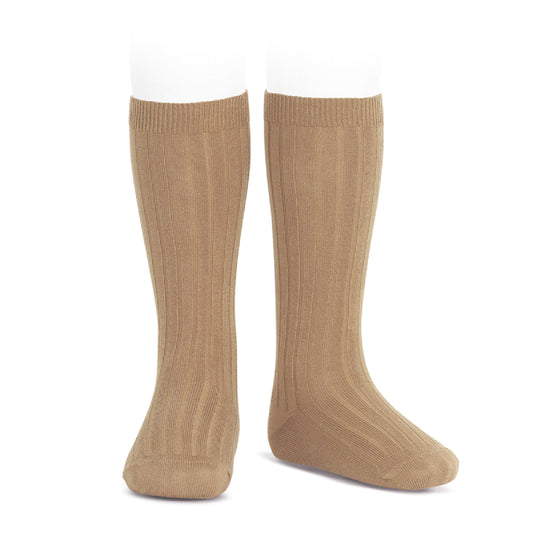 Ribbed Knee High Socks - Camel