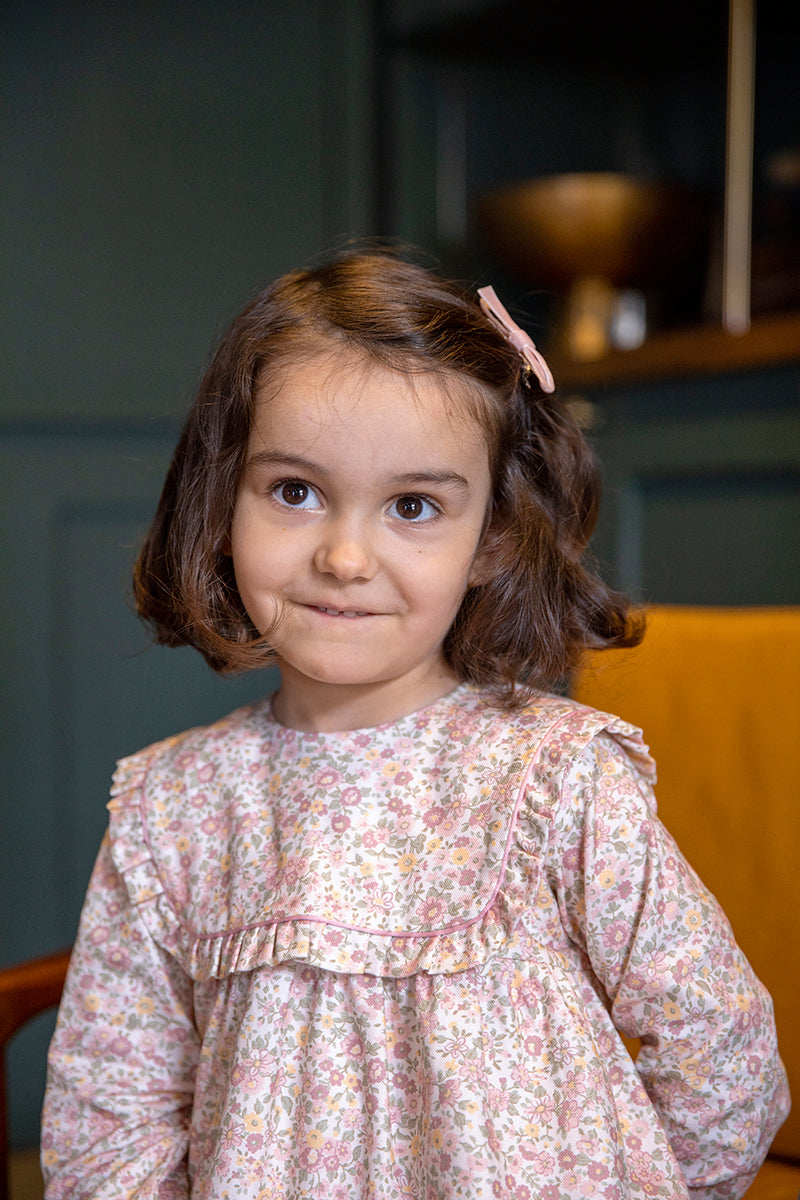 Small Velvet Bow Clip - Baby Pink