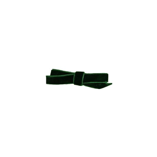 Small Velvet Bow Clip - Bottle Green