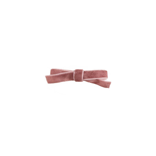 Small Velvet Bow Clip - Dusty Pink