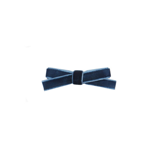 Small Velvet Bow Clip - Navy Blue
