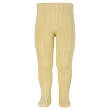 Ribbed Tights Pale Yellow