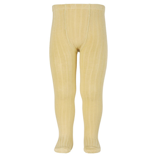 Ribbed Tights Pale Yellow
